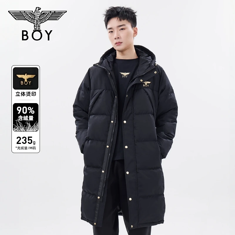 BOY LONDON男女同款基础百搭黑色连帽长款保暖#秋冬羽绒服N26800