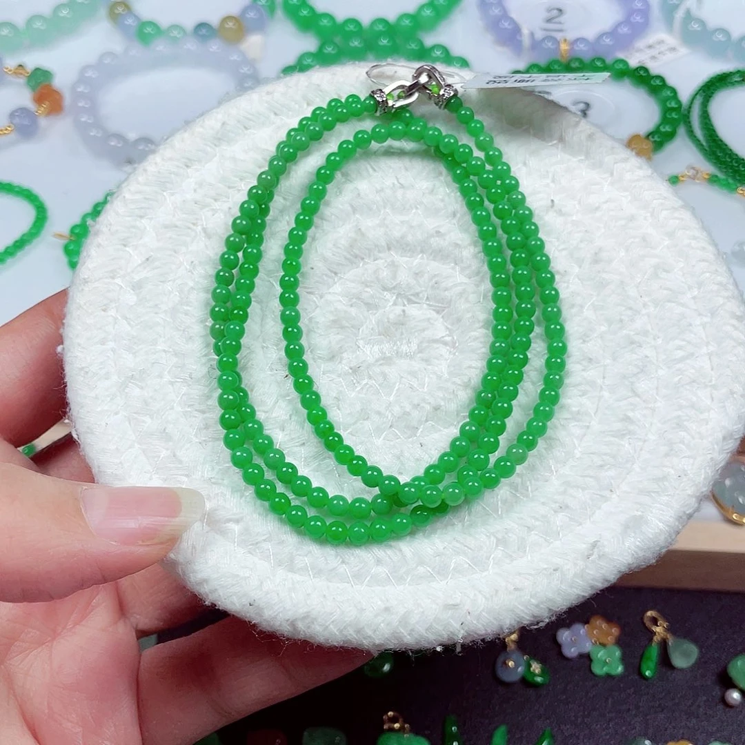 翡翠未镶嵌手链天然缅甸翡翠A货卡3.4