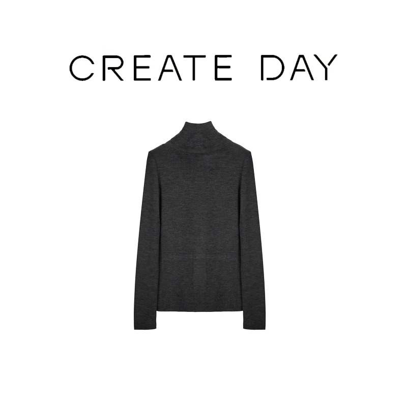 CREATE DAY【罗曼秋语】秋季纯色高领打底简约针织衫