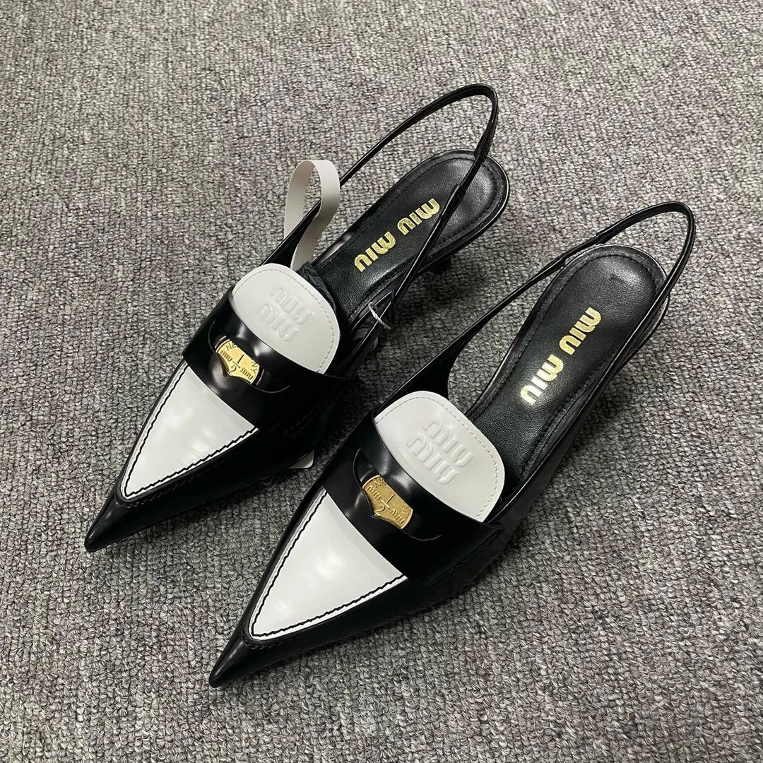 99新 MIU MIU/缪缪 （有盒）Penny露跟套脚时尚高跟鞋 37码/5556