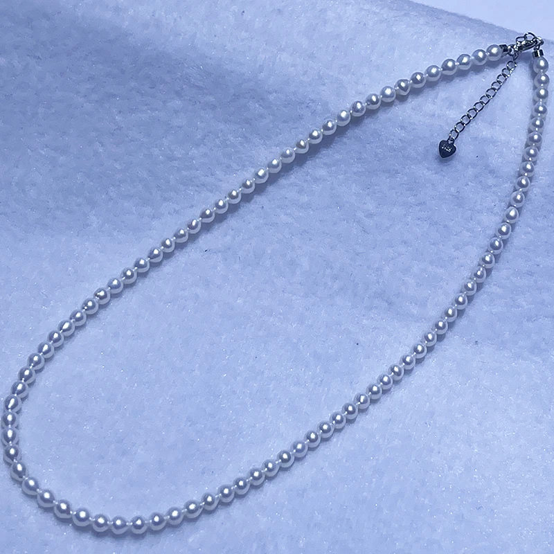诸暨淡水无核4-5mm短胖形珍珠项链纯天然真品100%锁骨链时尚百搭