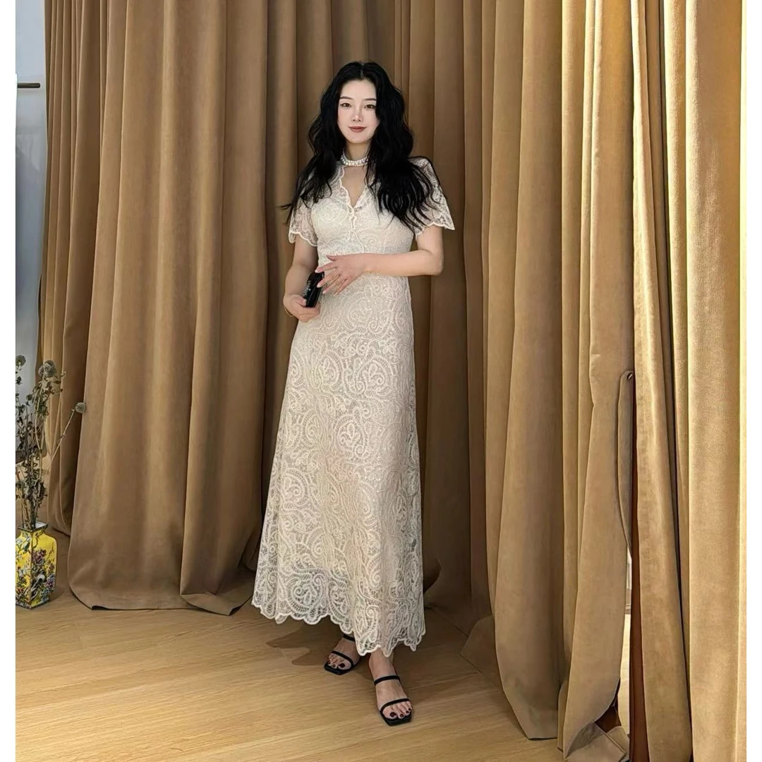 YJR蕾丝亮片连衣裙 法式气质显瘦时尚百搭休闲连衣裙YJR1031