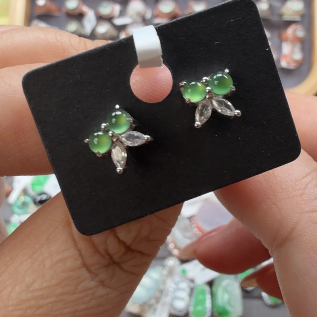 翡翠银S925镶嵌戒指8001