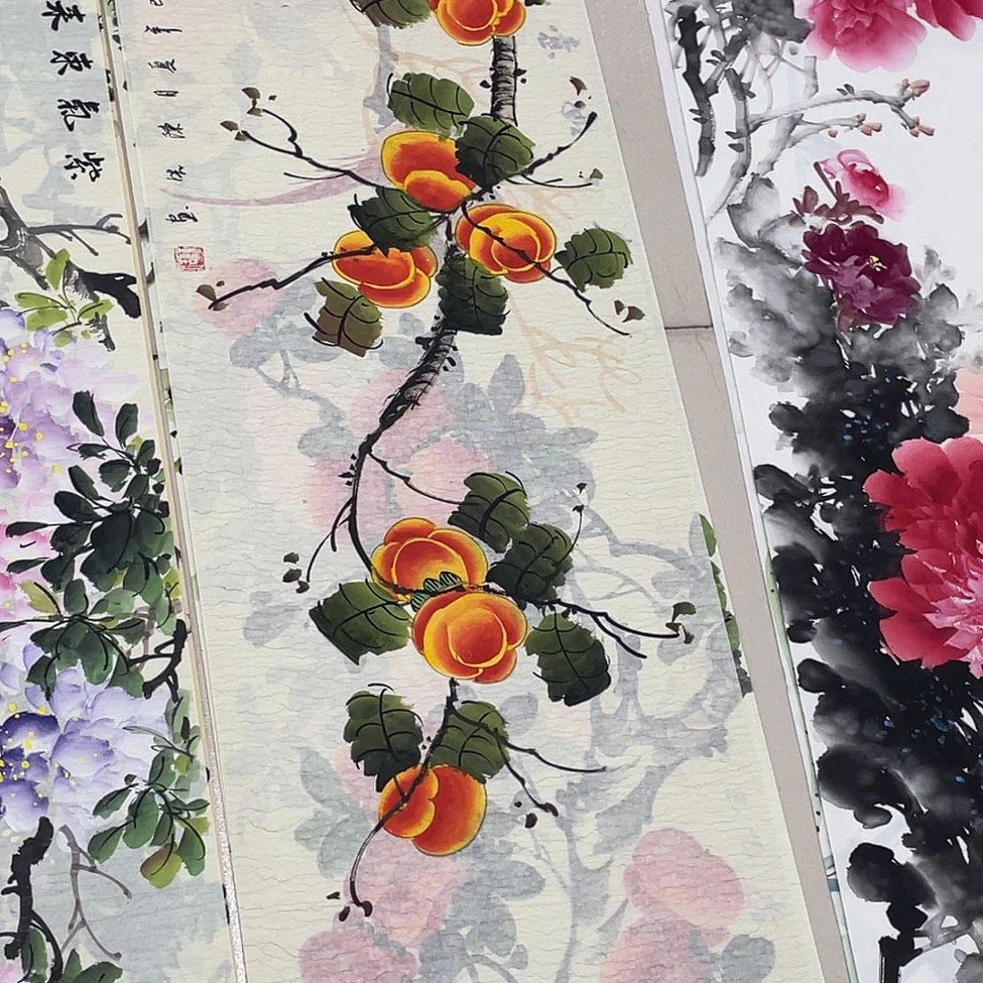 国画纯手绘的花鸟山水