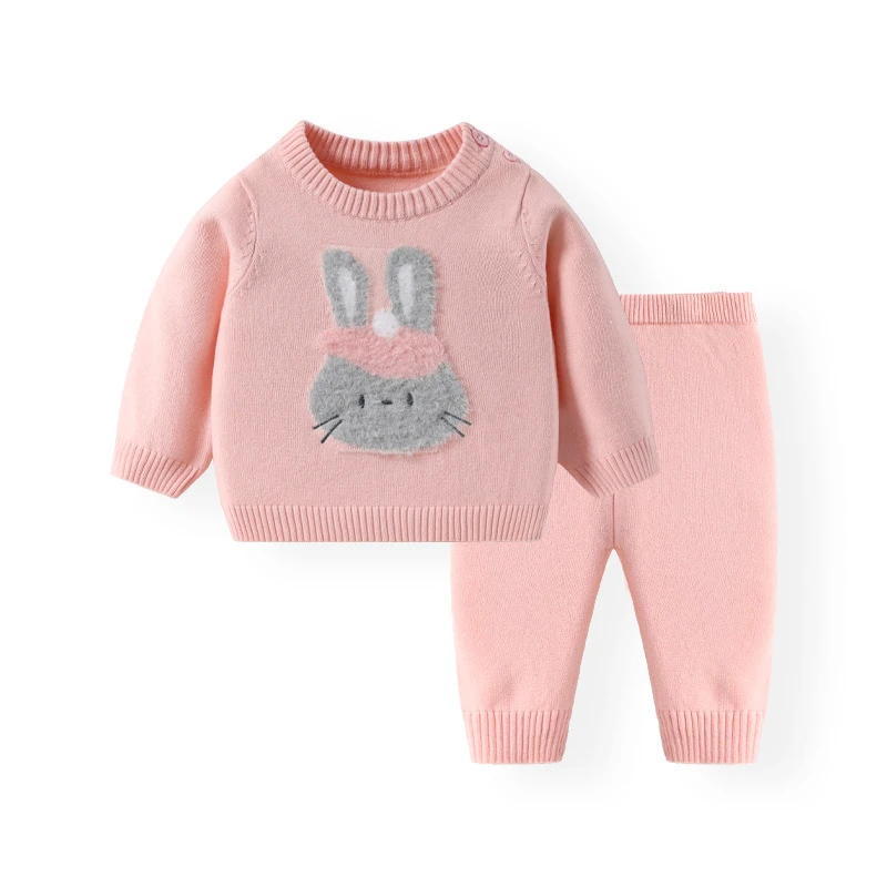 女宝宝毛衣套装卡通套头衫秋装外套婴儿针织衫秋冬内搭新生儿衣服