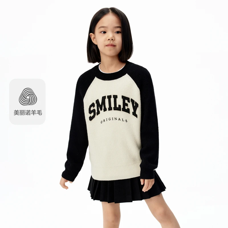 Smiley联名系列littlemoco童装25冬新款儿童毛衣笑脸上衣