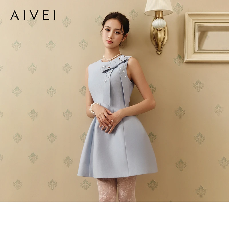 【考拉Cayla同款】AIVEI艾薇2026春季千金蝴蝶结无袖连衣裙XSV1L01S