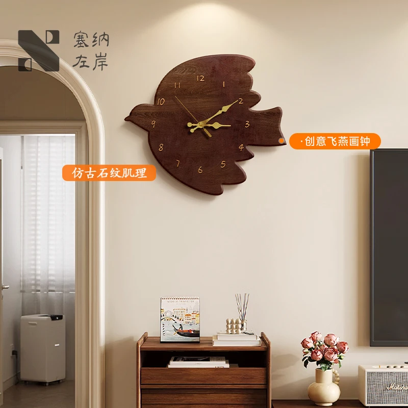 钟表客厅家用挂钟中古风飞鸟现代简约客厅家用创意时钟2025最新款