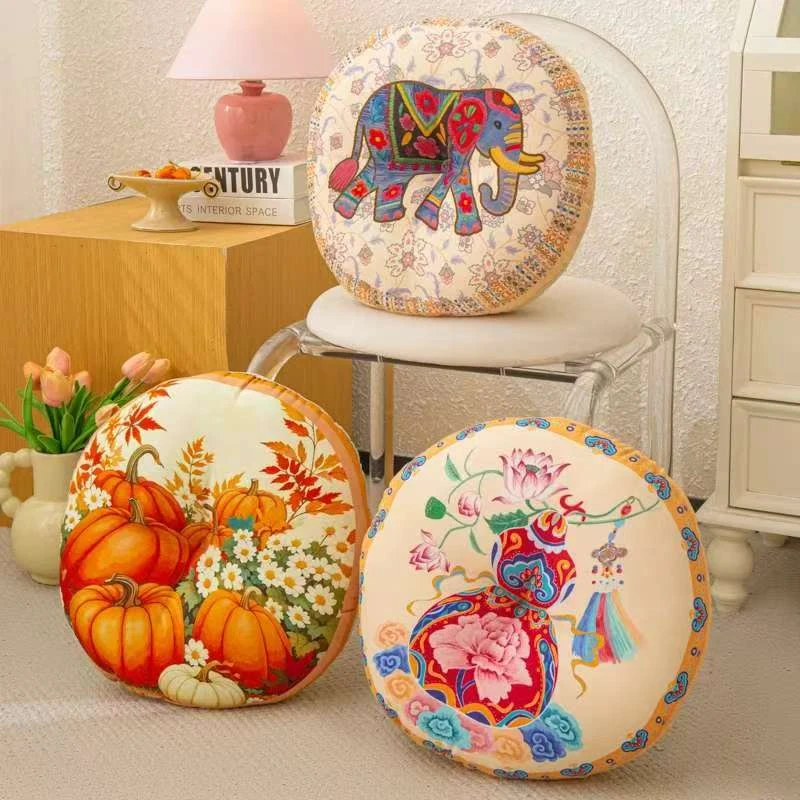 秋总专属圆形加厚棉麻防滑坐垫家里货随机发货