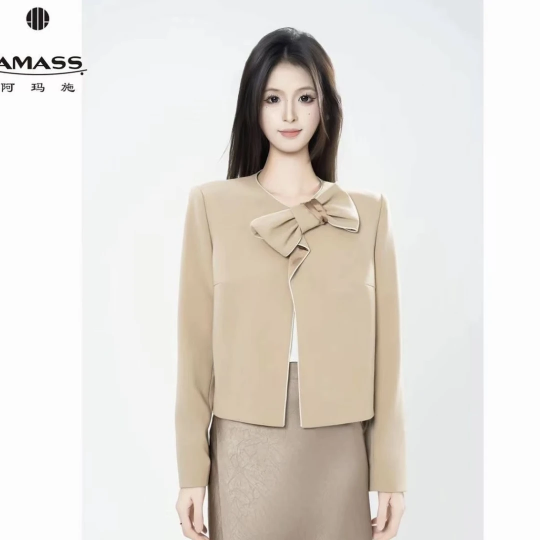 阿玛施/AMASS早秋新款女装小香风蝴蝶结造型外套540021-4249173