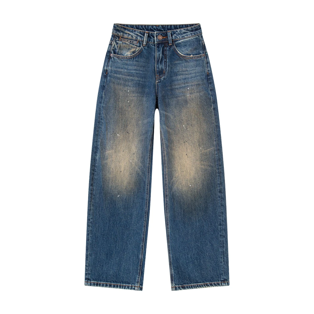 PF-8813蝴蝶蓝牛仔裤女2025秋季薄款时尚高腰显瘦时尚百搭弯刀裤