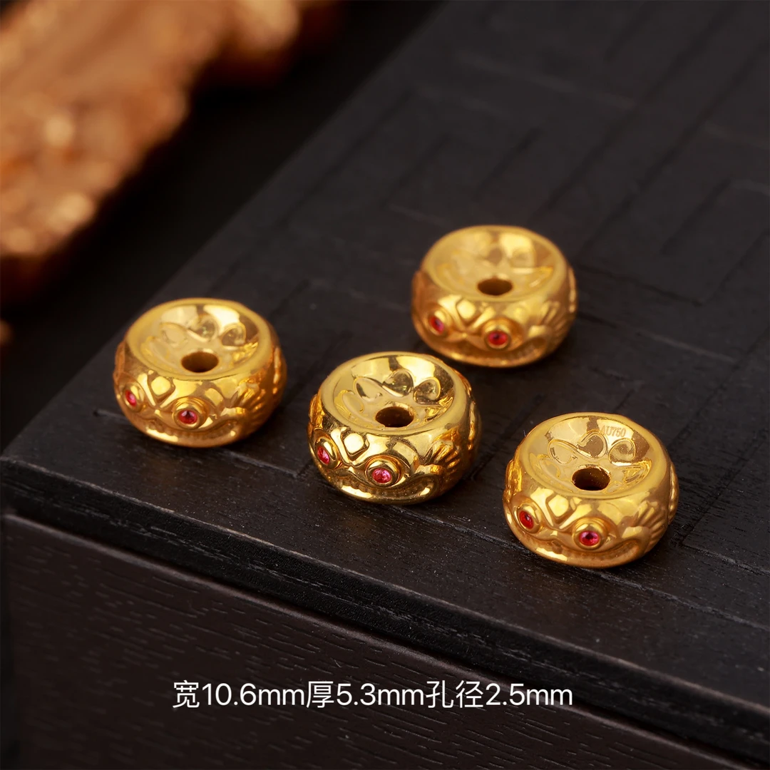 【来福工厂】18k金精工文玩阿呆卡环跑环垫片面包圈DIY珠串配饰配件