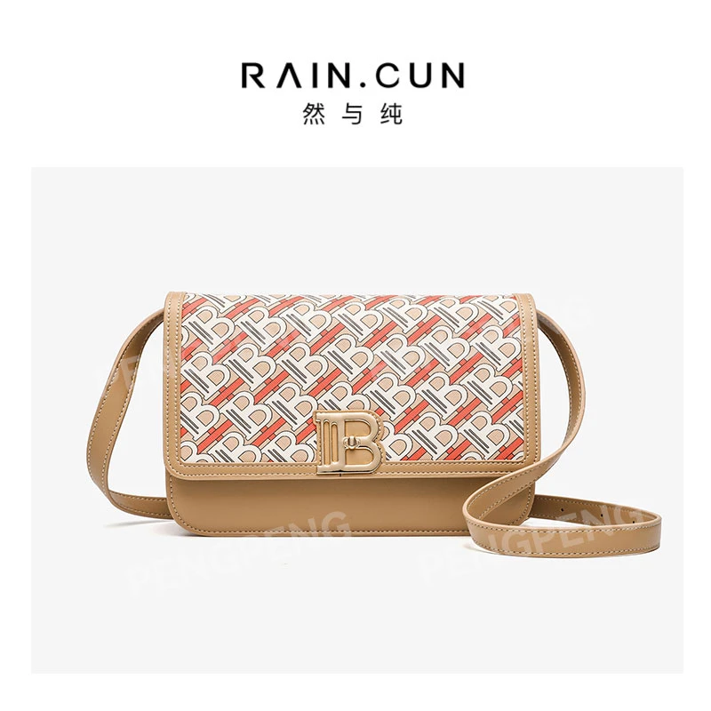 RAIN.CUN RC-25756-杏色 轻奢女士时尚通勤小众百搭斜挎包