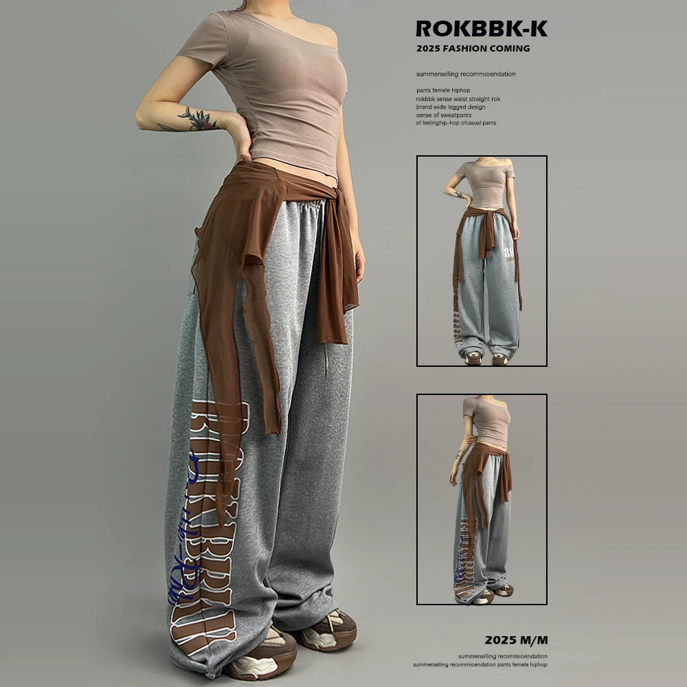 ROKBBK-K/布韩辣妹腰带女爵士跳舞潮牌嘻哈hiphop运动女休闲长裤