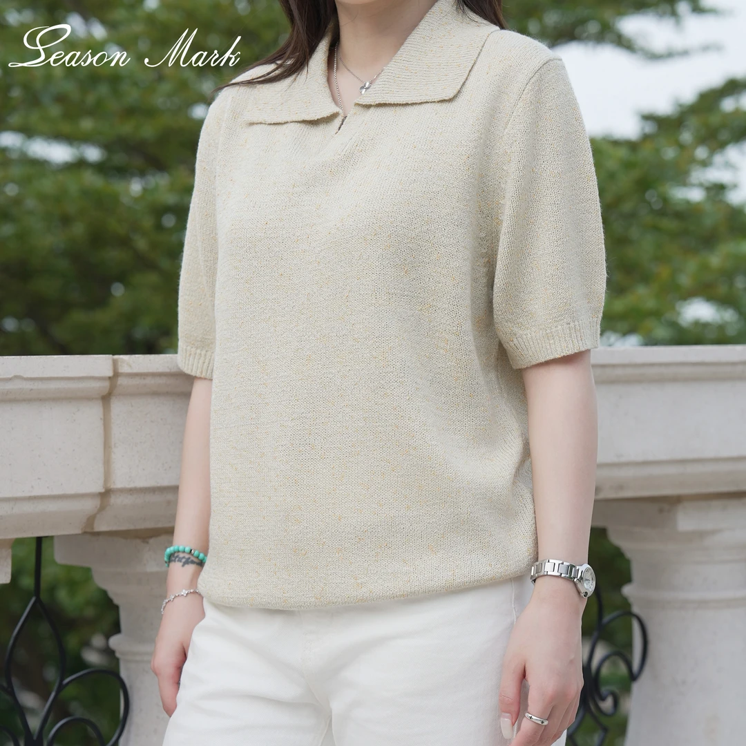 新款老钱风海鸥领针织衫短袖商务休闲百搭男女同款短袖