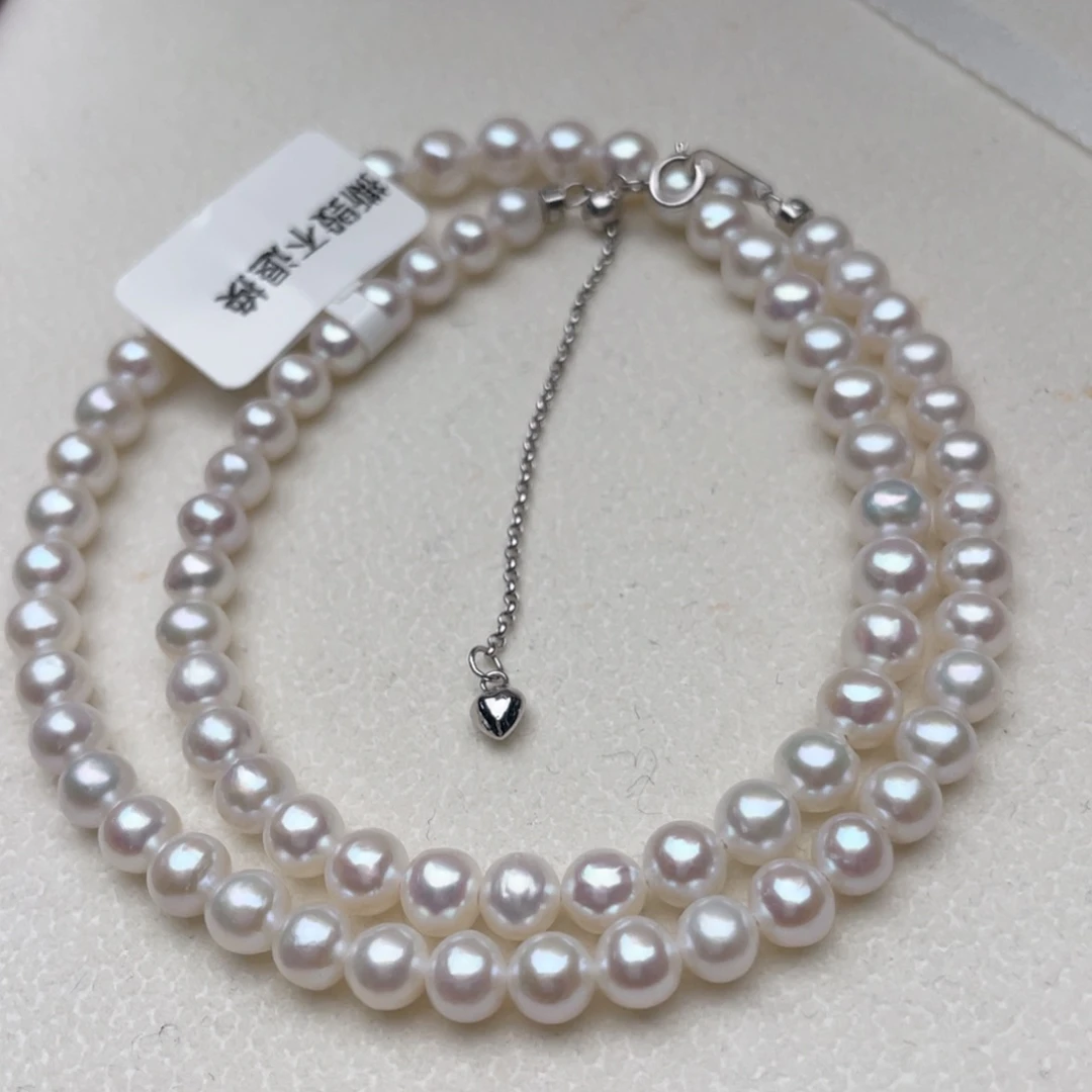 淡水珍珠银S925镶嵌颈饰6-6.5mm近正圆强光几乎无暇