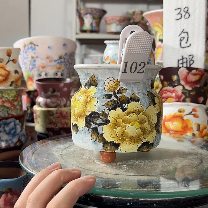 满38包邮 景德镇幸运花盆