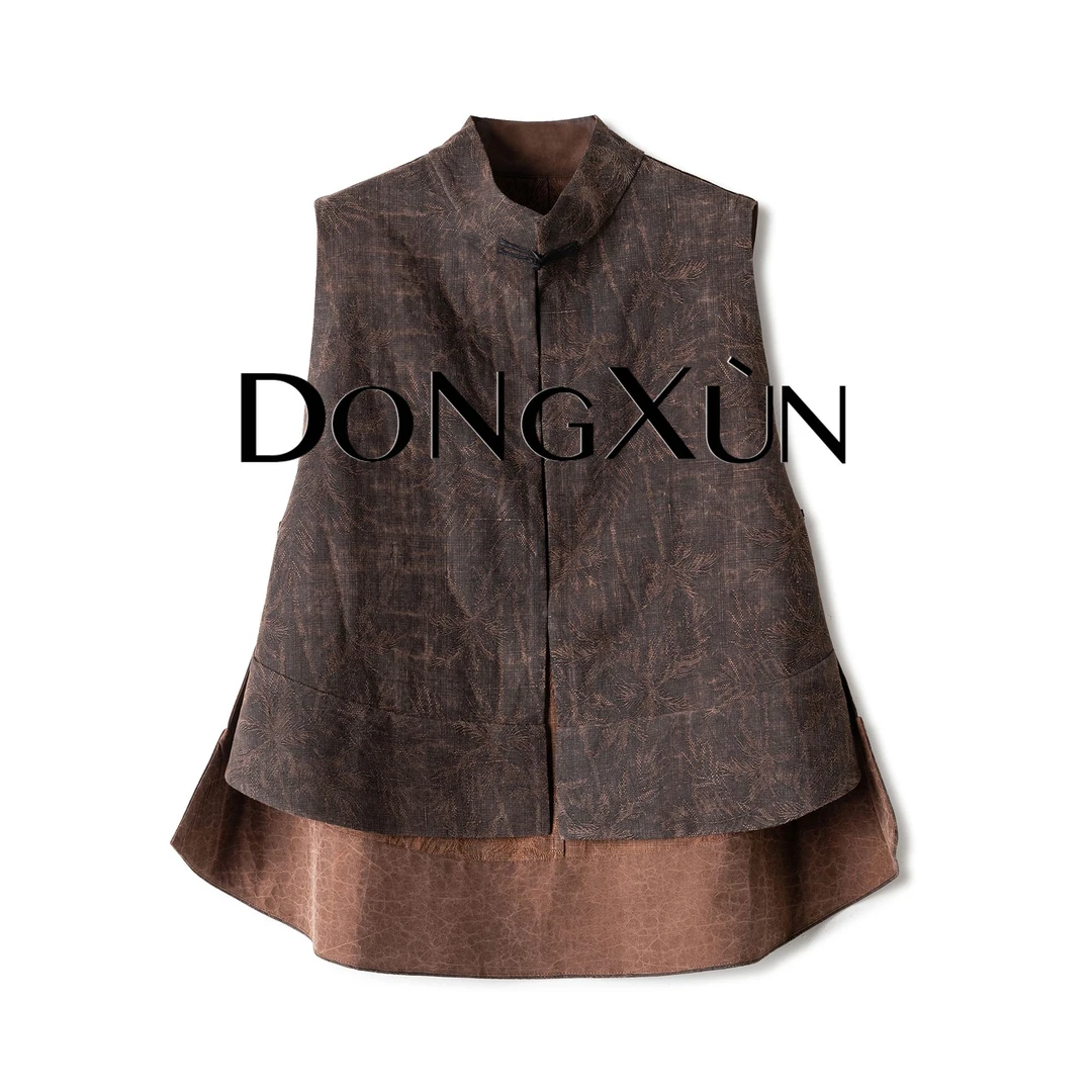 【醉翁亭】满分柞蚕丝国风复古夏季时尚提花马甲DX24AM0013马夹休闲