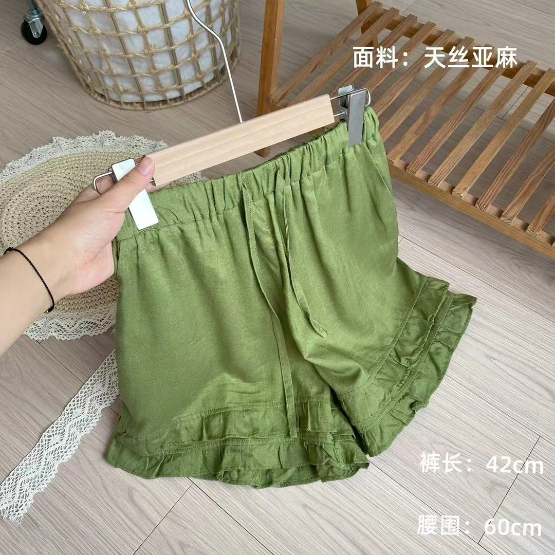 小柒家Y465-纯色阔腿裤薄款裙裤成人短裤裤子夏季休闲裤