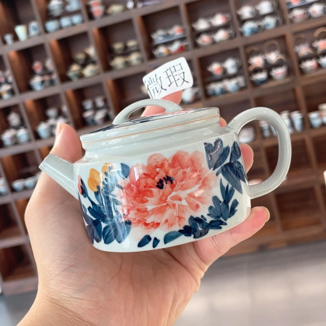 釉下彩纯手绘有瑕