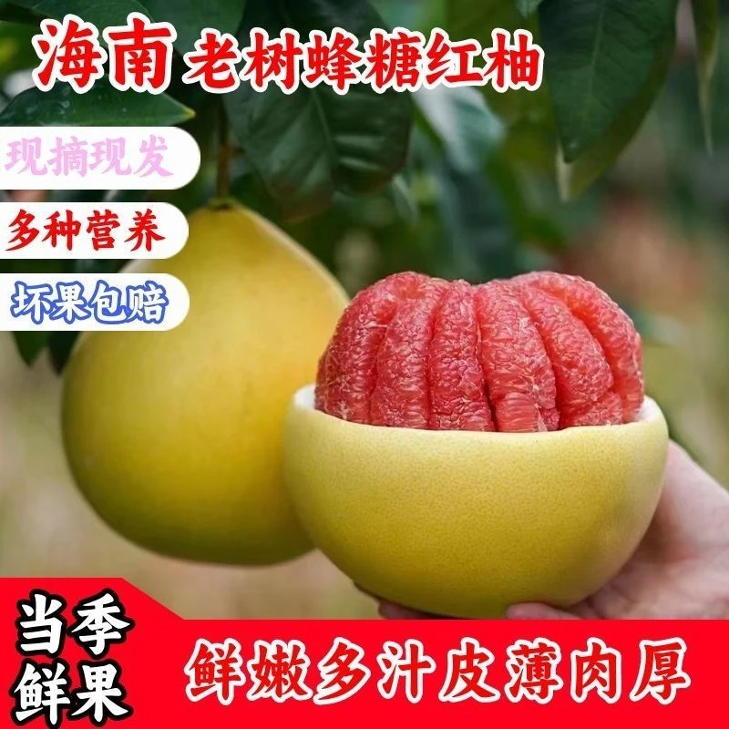 正宗蜂糖红心蜜柚海南老树红肉超甜柚子应季新鲜当季孕妇水果批发