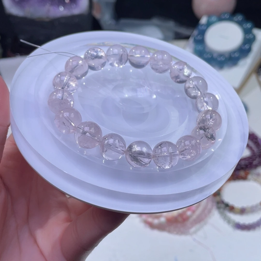 未镶嵌手链水晶人工爆花粉阿塞11mm