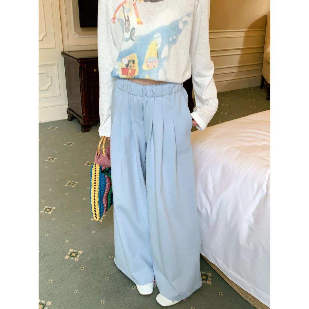 【多色囤】25225 春季新款小个子多巴胺休闲阔腿裤