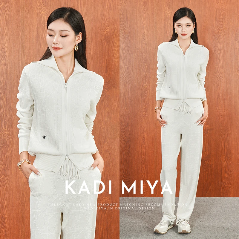 KADIMIYA【蓝梦岛】法式钩花针织懒人套装海军领针织衫萝卜裤两件