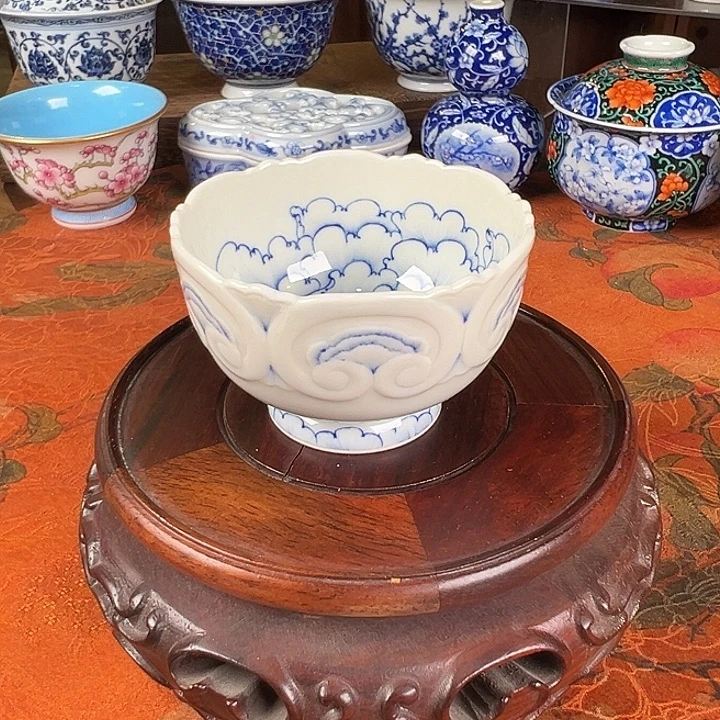 杯子陶青樵轩雕刻知我如意高足杯