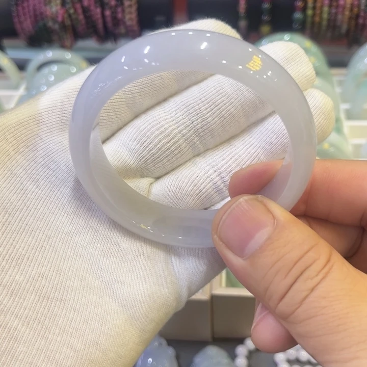 翡翠未镶嵌手镯四海哥翡翠白月光宽轮胎正圈