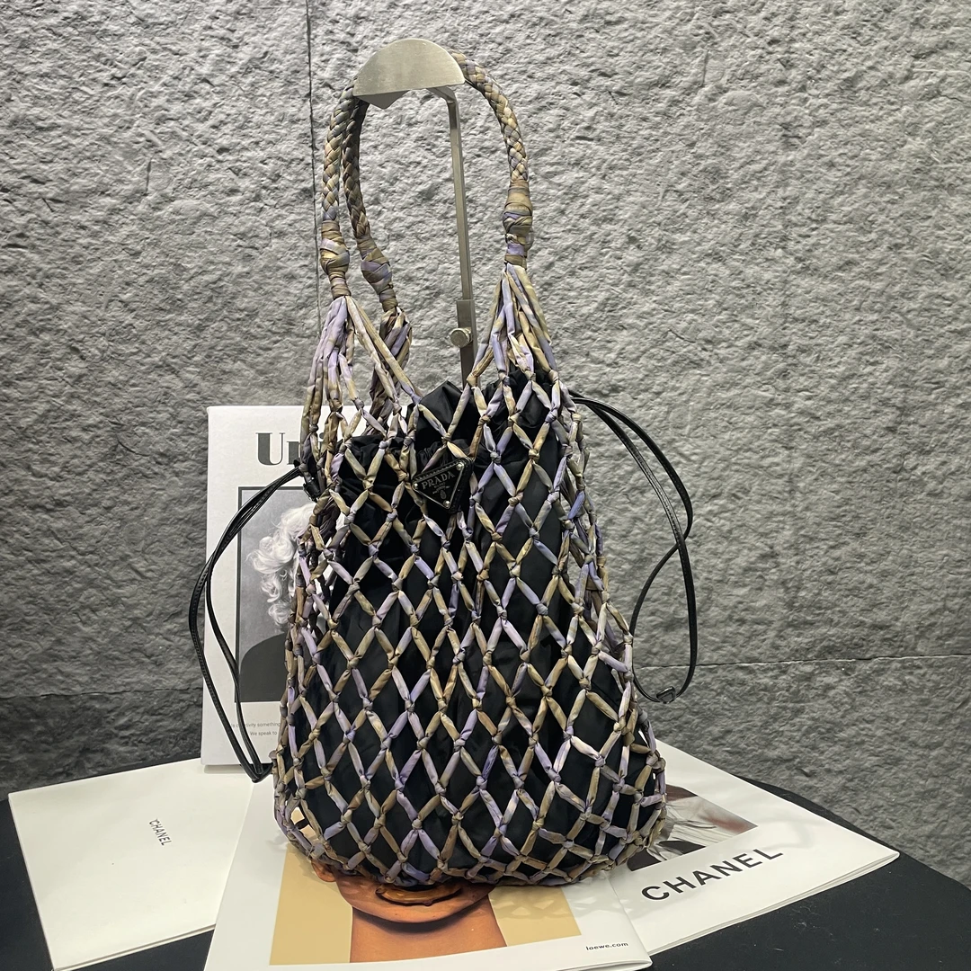 99新 Prada/普拉达 普拉达 网兜编织手提包