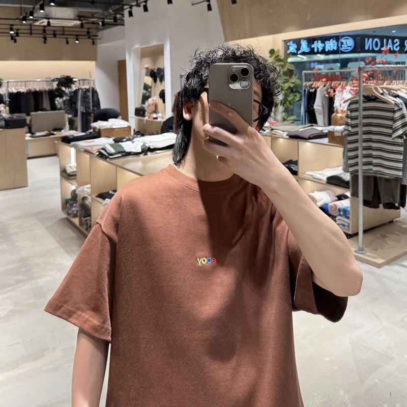 宽松短袖夏季刺绣圆领T恤港风半袖清凉感LF25173