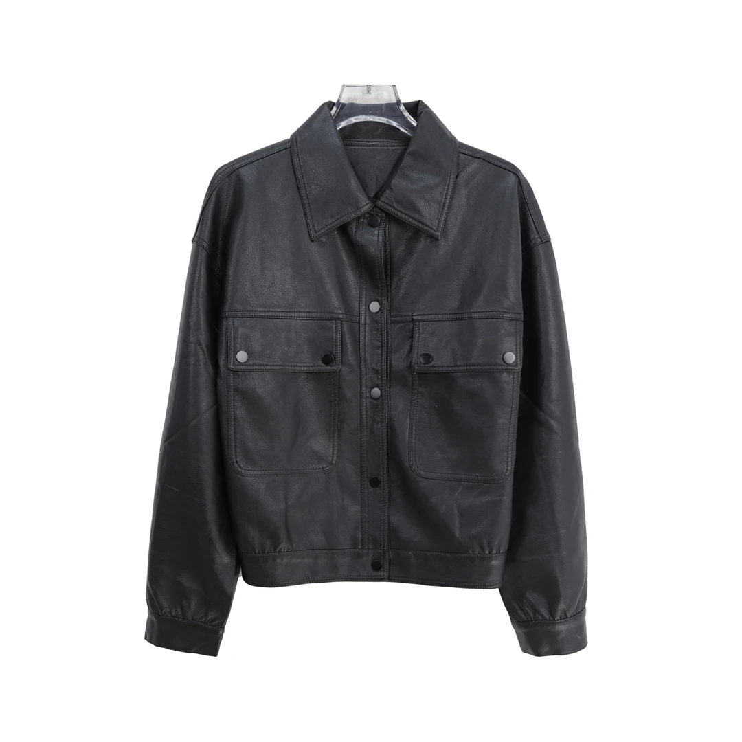 S潮流洋气设计感口袋翻领单排扣外套S4480