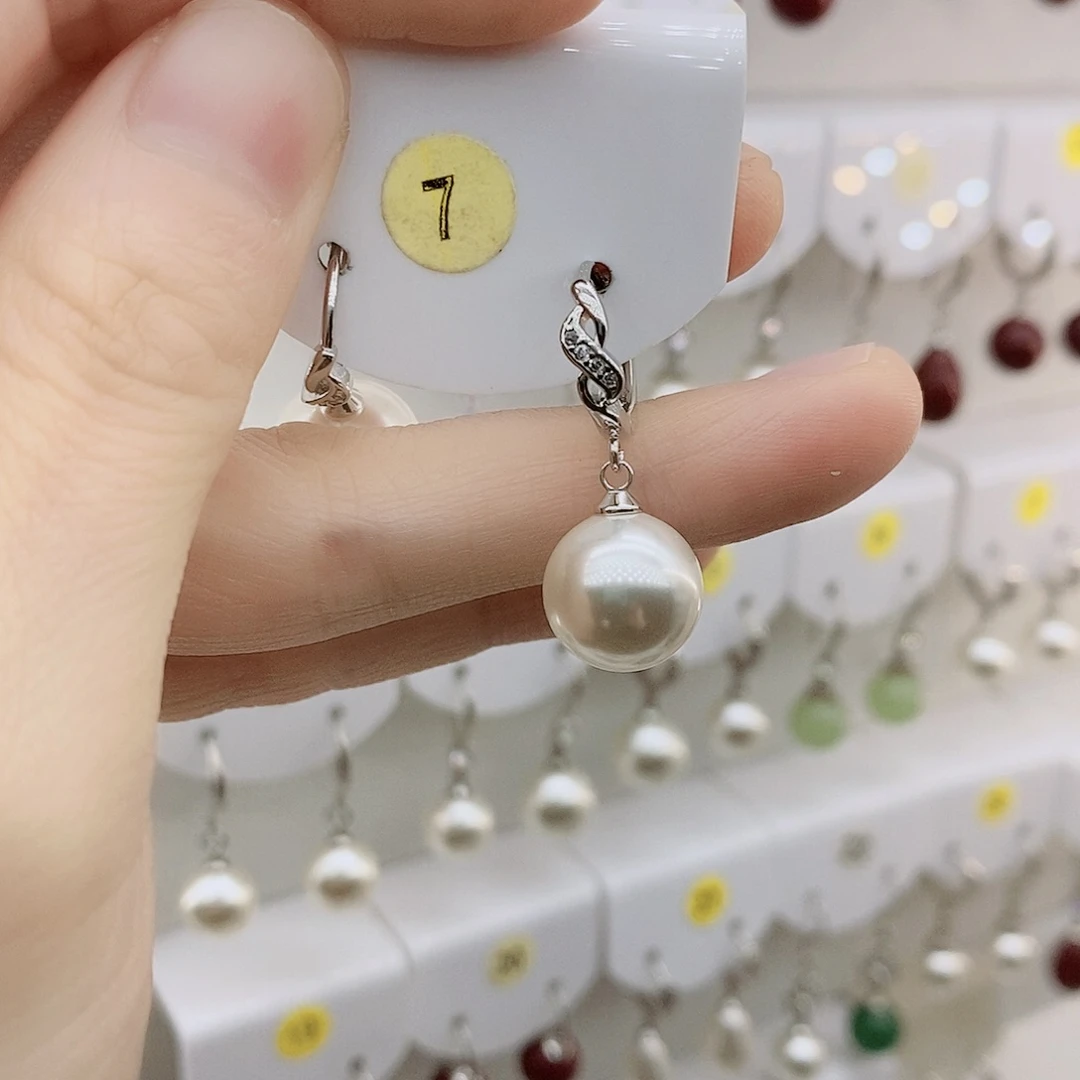 925银12毫米白貝珠