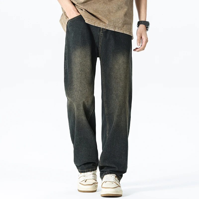 美式高街复古牛仔裤男款阔腿宽松直筒休闲裤子2025秋季新款N8098