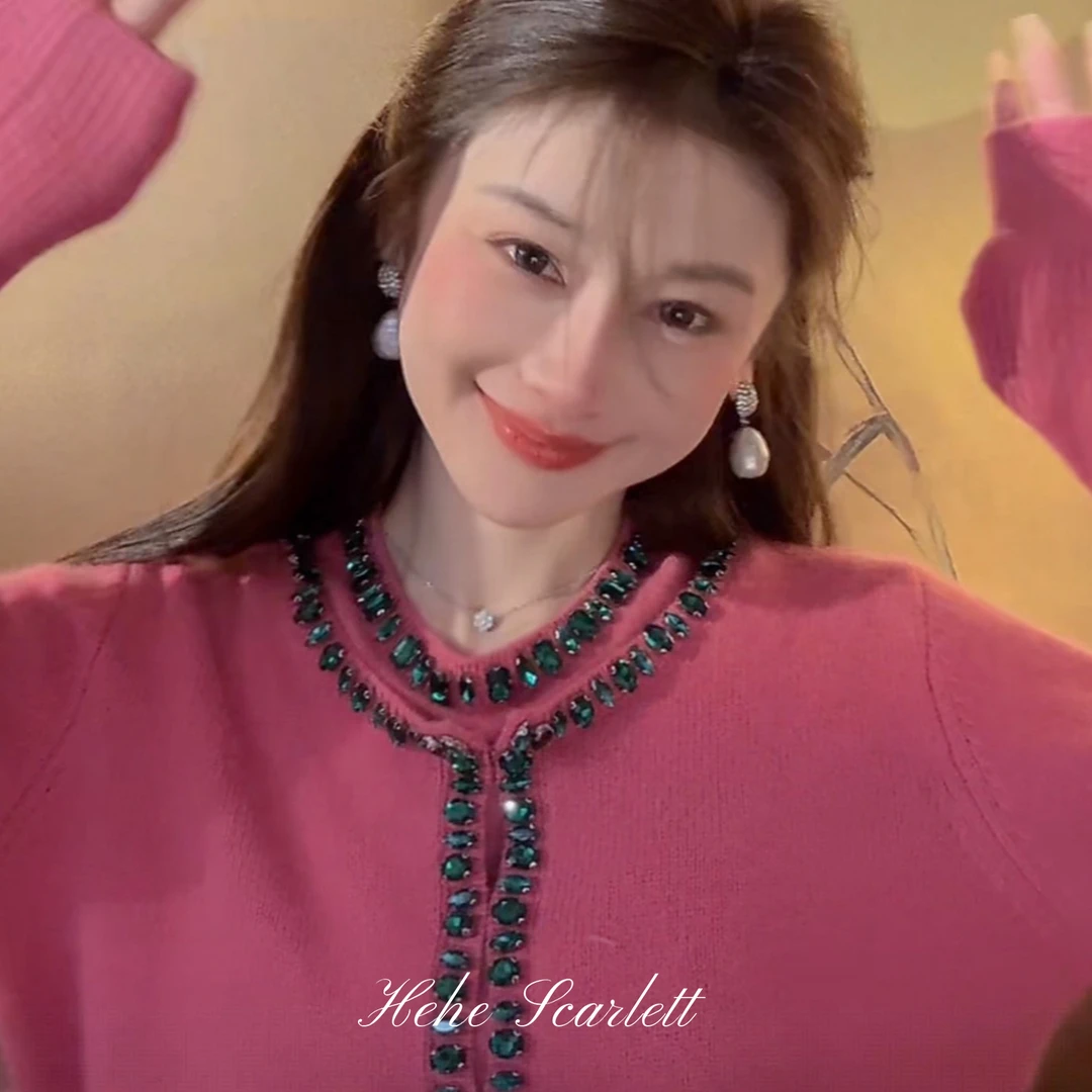 【12/29上新】你的呵呵 重工手缝捷克钻 法式名媛风高级感针织套装