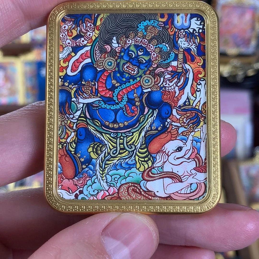 吊坠大黑天热贡纯手绘唐卡福利