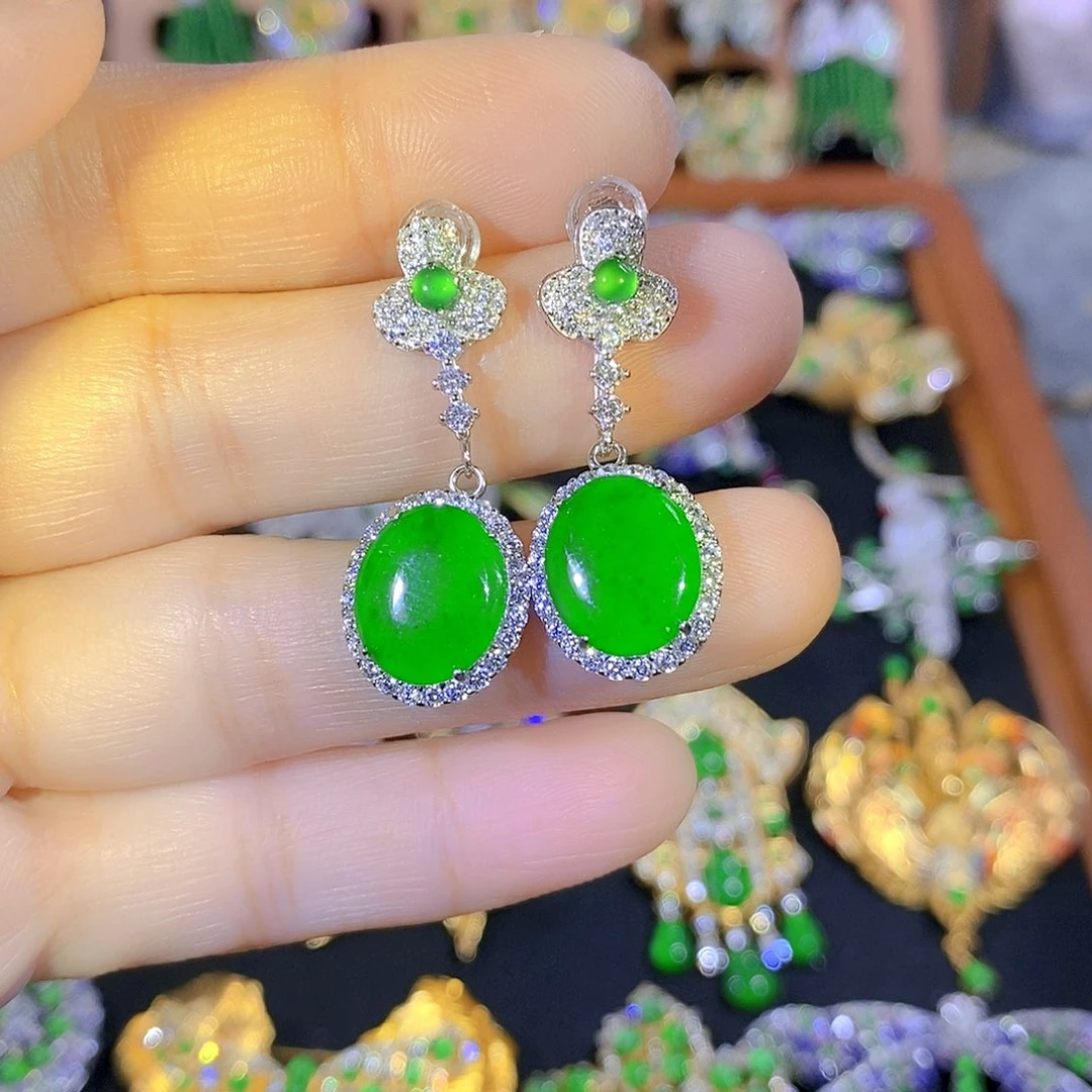 吊坠(不含链)银S925镶嵌翡翠