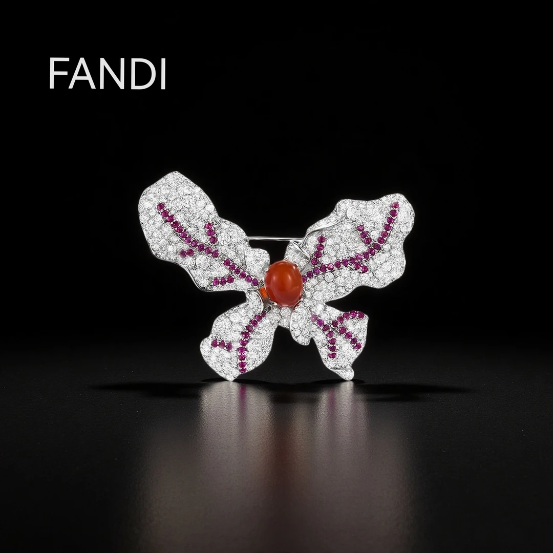 铜合金锆石胸针 30066-1新款经典蝴蝶胸针镶钻锆石日常百搭简约