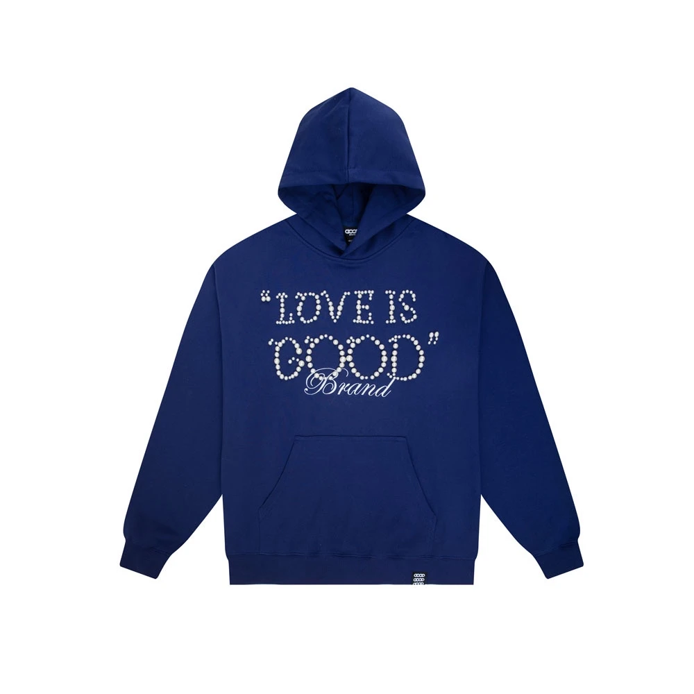 GOODBRAND 2025 Love is good 珍珠连帽卫衣男女同款