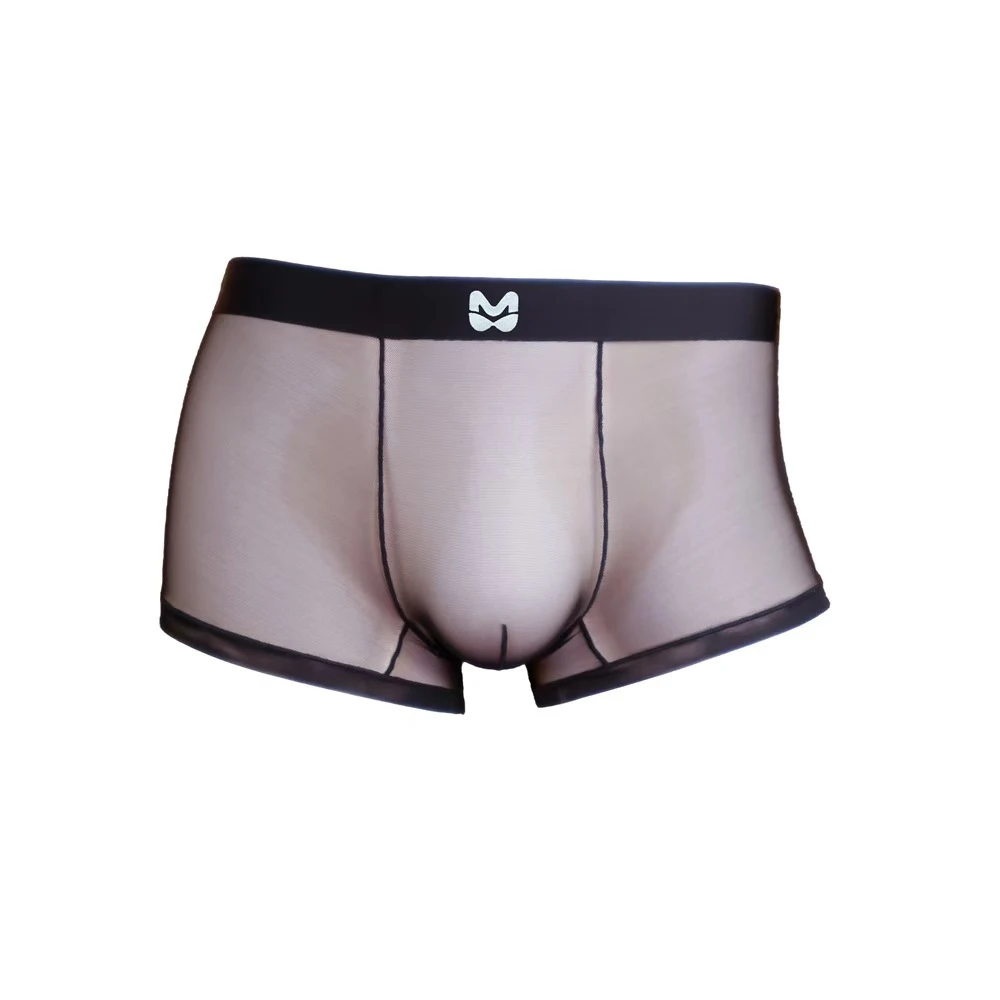 超薄裸纱透气无痕冰丝男士内裤平角速干透视