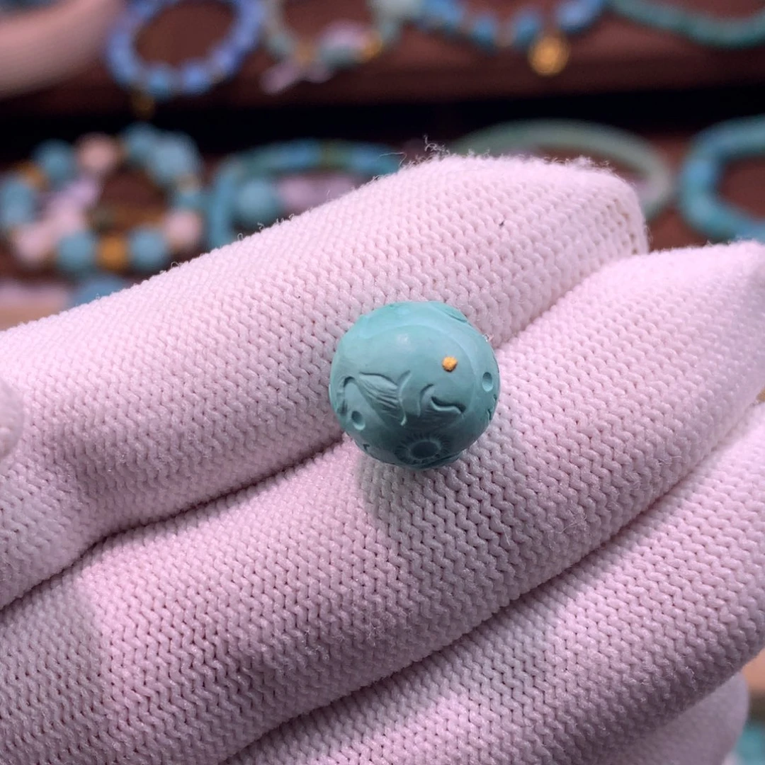 绿松石珠宝奇石未镶嵌鲸鱼珠