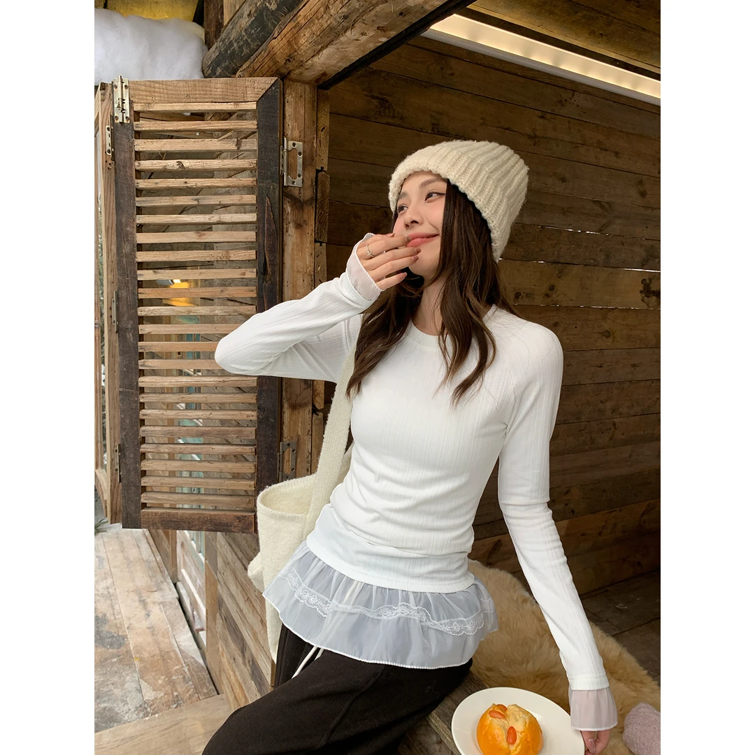 宋正恩11/24 10:00AM上新【奶白欧根纱拼接显瘦针织衫】AA272117