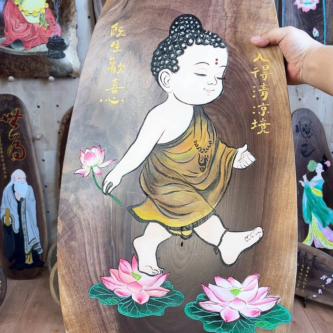 木北美黑胡桃雕刻手绘挂件