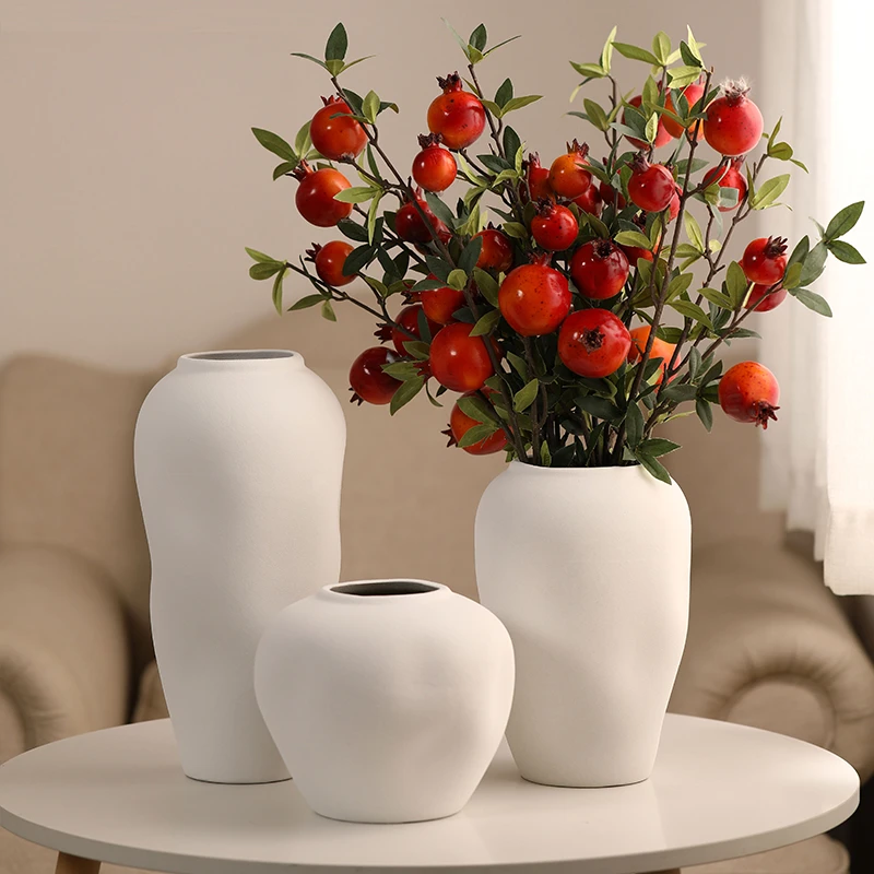 创意现代简约侘寂风家居装饰品白色陶瓷花瓶玄关酒柜电视鞋柜摆件