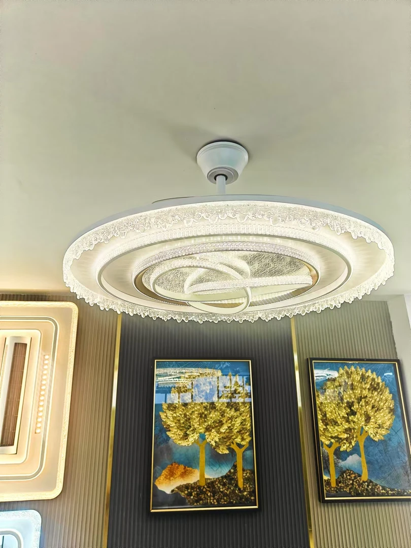 7088-800(新款)月光智能语音隐形风扇灯吊扇灯带遥控餐厅无极调光