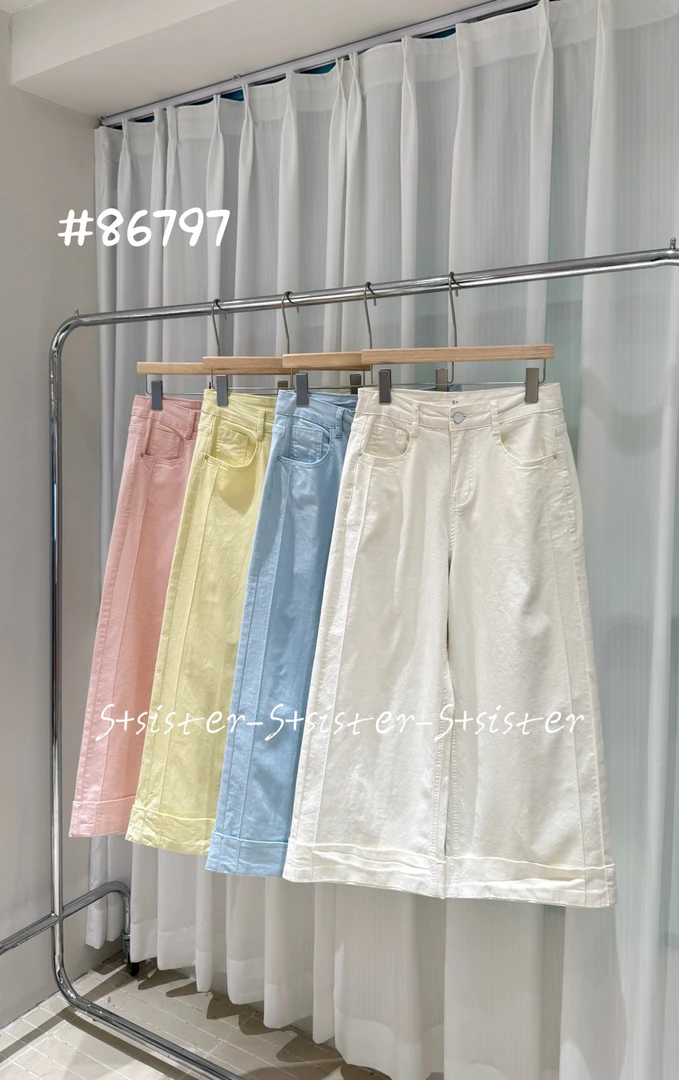 亮闪韩系九分奶奶裤大码白色粉色