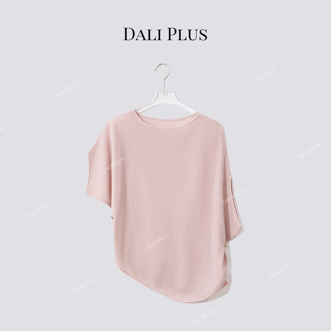 DALI PLUS“不规则蝙蝠袖”羊毛套头斗篷针织-D5SZ8079
