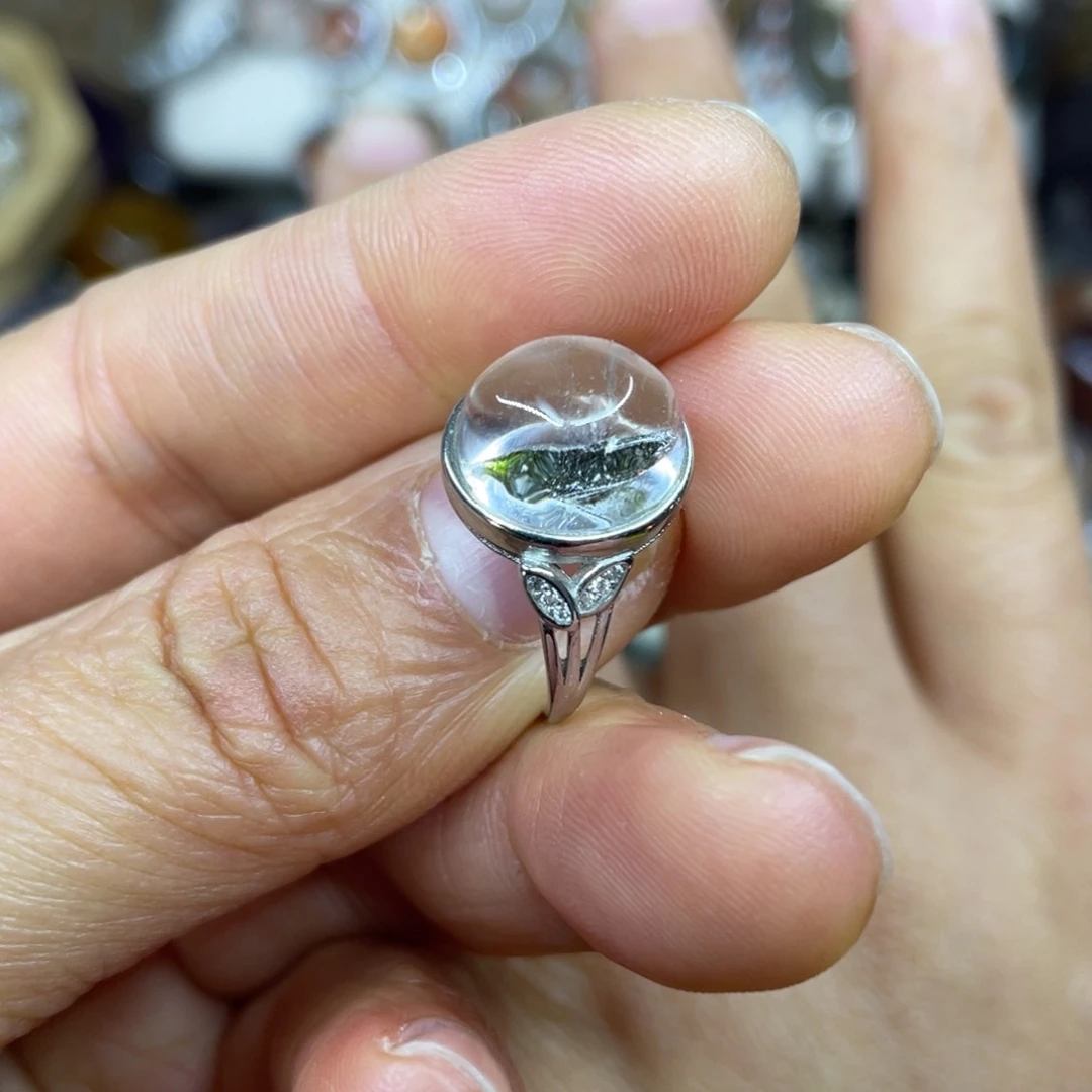 【闪购商品】银S925镶嵌珠宝半成品水晶戒指