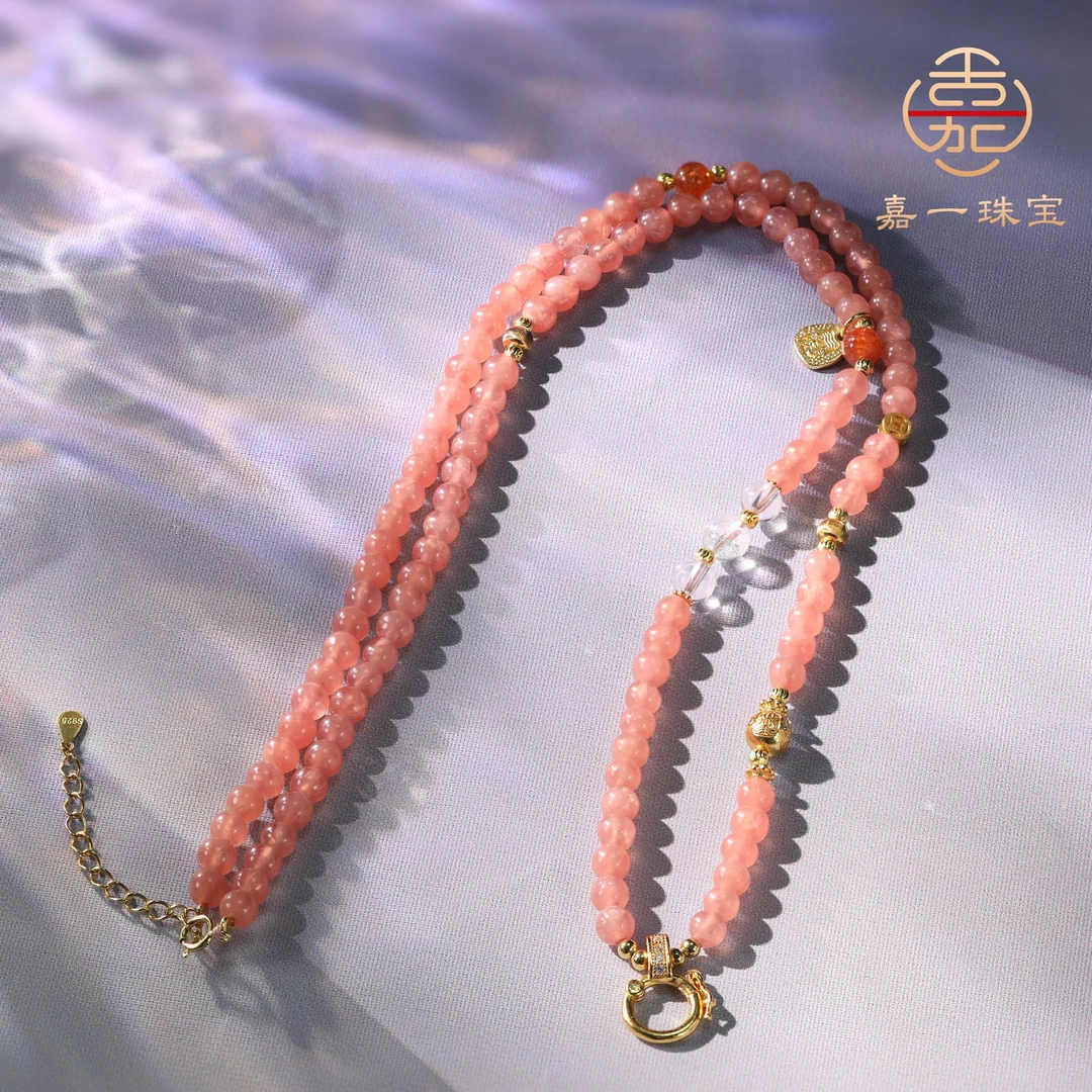 【嘉一珠宝】红纹石小米珠扎基万能项链-4mm+-CC0404